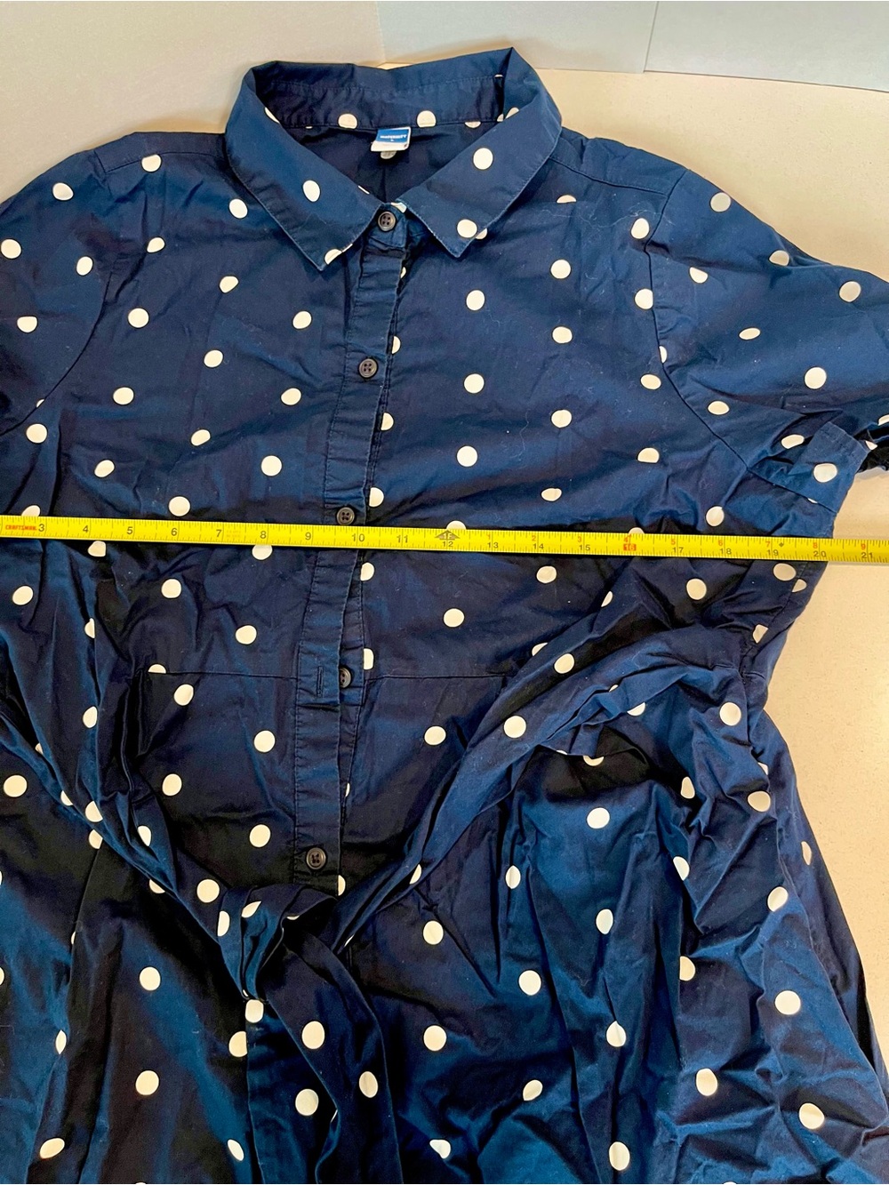 Old Navy Navy Blue Polka Dot Maternity Dress Size Large - Picture 8 of 9